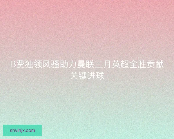 B费独领风骚助力曼联三月英超全胜贡献关键进球