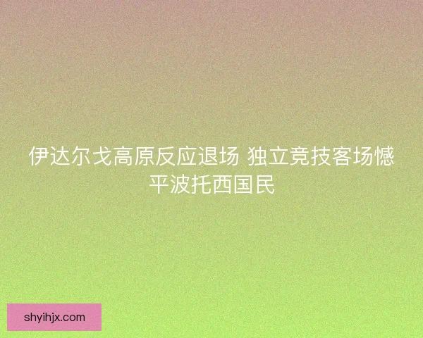 伊达尔戈高原反应退场 独立竞技客场憾平波托西国民